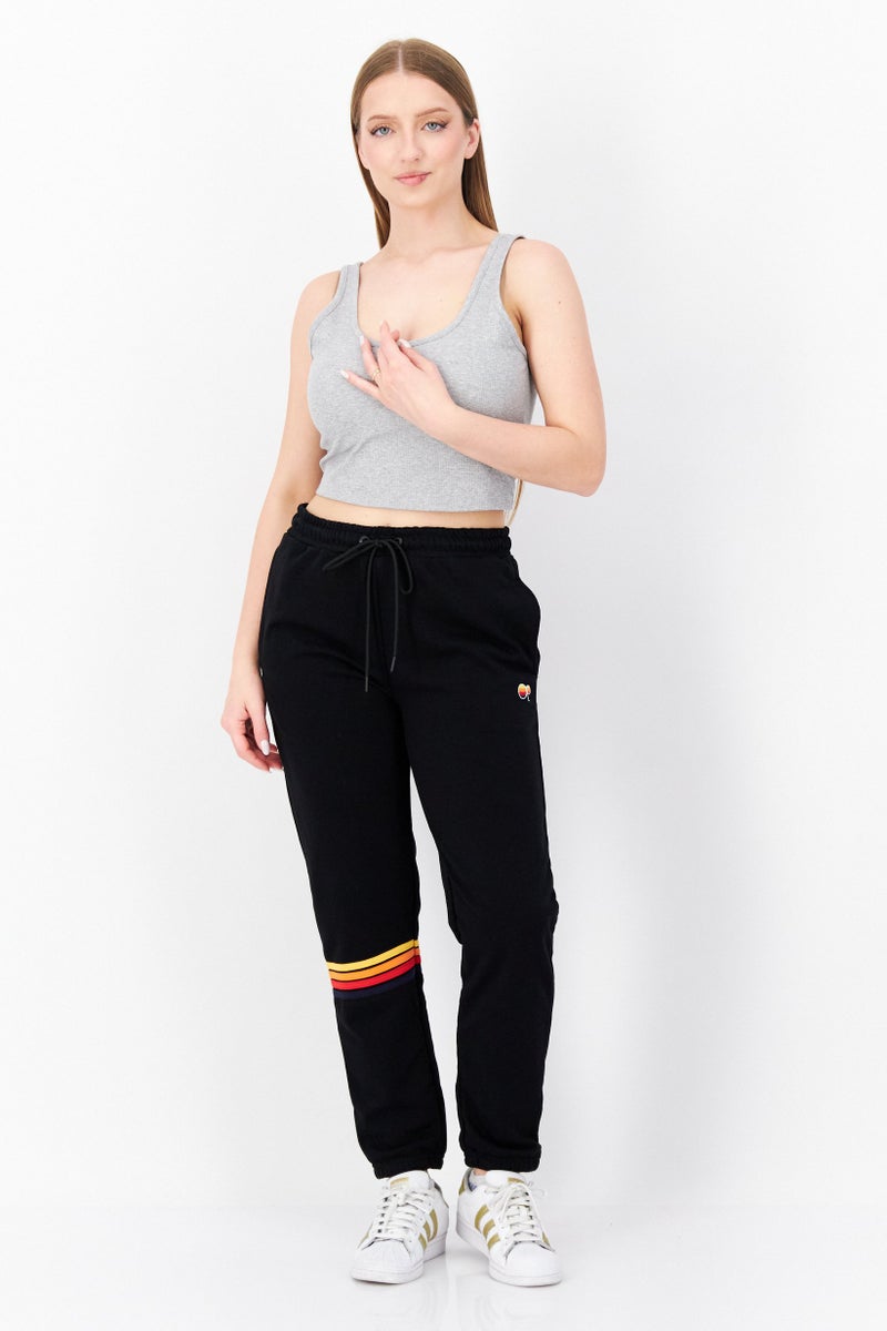 Ocean Pacific Women Regular Fit Embroidered Logo Sweatpants, Black - Image 3