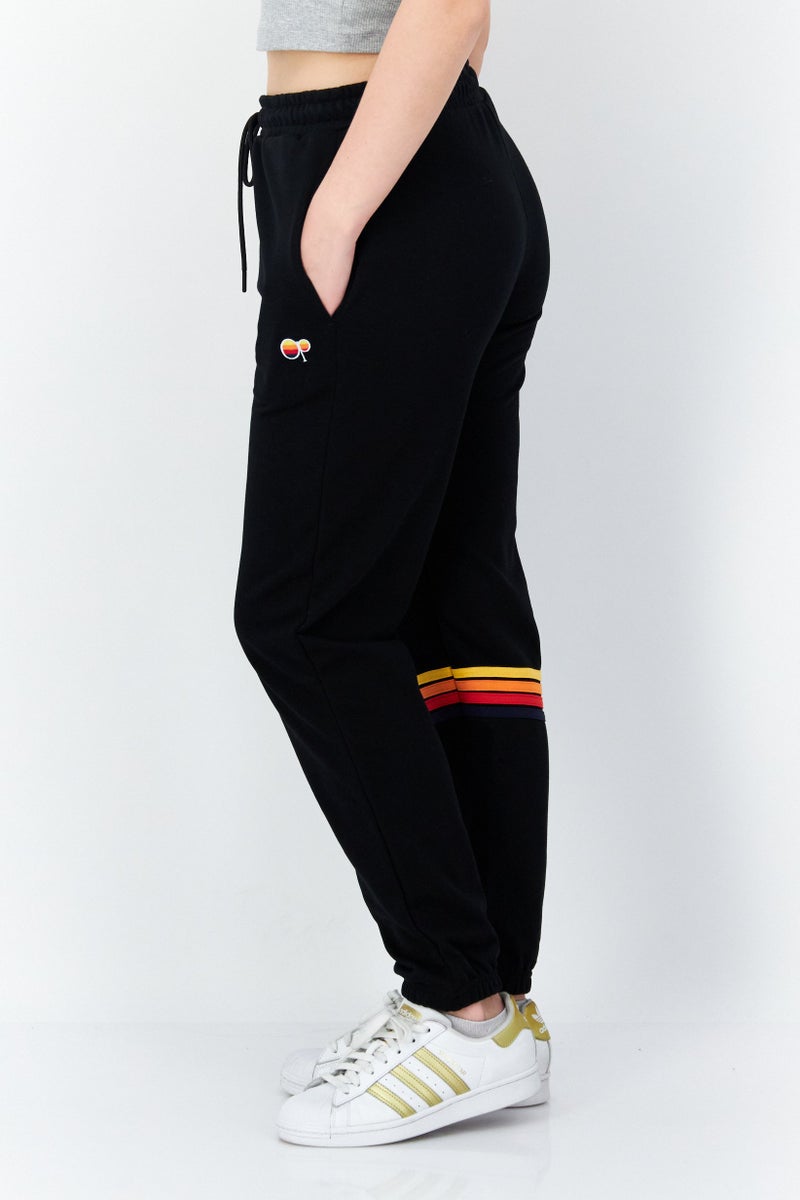 Ocean Pacific Women Regular Fit Embroidered Logo Sweatpants, Black - Image 2