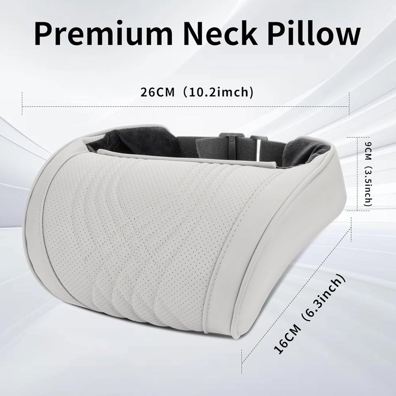 Dapucarin Car Headrest Memory Foam Neck Pillow for Driving with Leather Cover Soft Comfortable Seat Head Pillow Cushion for Most Cars SUV Sedan Home Office Off-White (Beige) (2PC) - Image 5