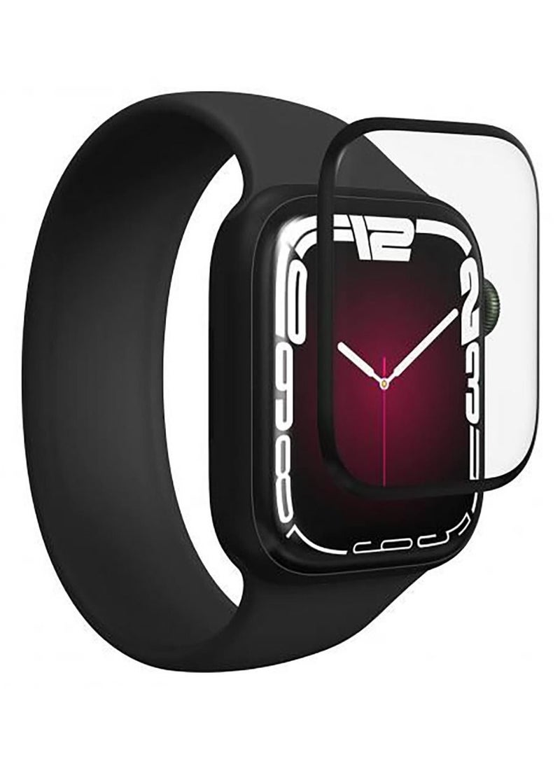 SCREEN FOR Apple Watch 41mm Series 7 Full Cover Protective Curved PET Not Glass - Black  - Image 2
