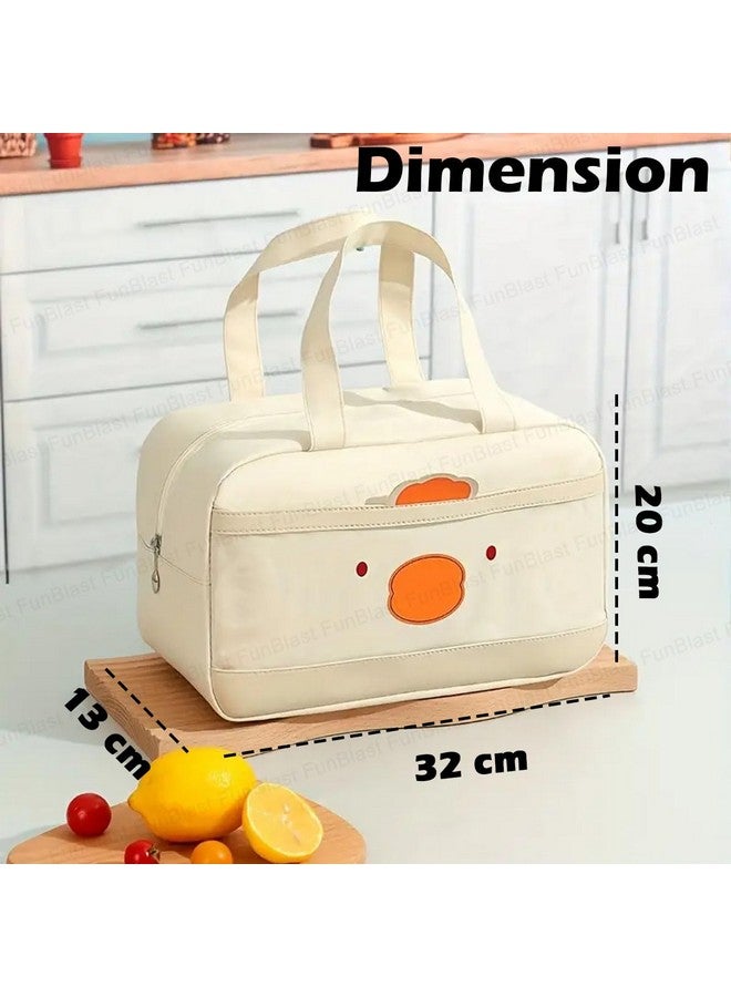 FunBlast Lunch Bag - Rectangle Shaped Multi-Purpose Insulated Travel Lunch Bag for Office, Lunch Box Carrying Bag for Women/Men/Tiffin/Storage Bag for Lunch Box, Tiffin Bag (Cream) - Image 2