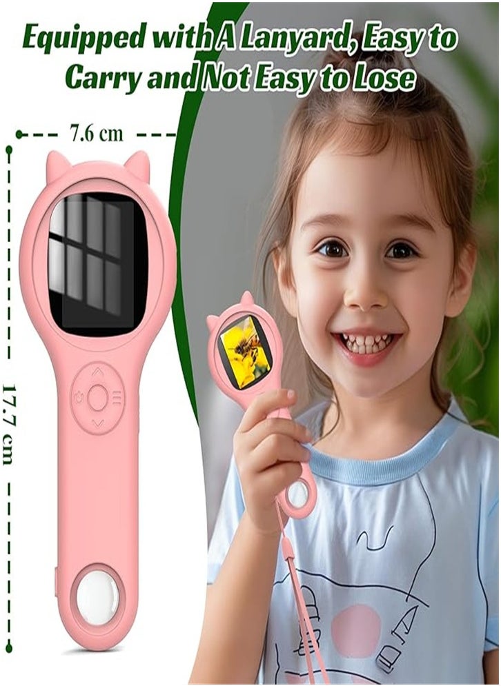 Generic Children's handheld outdoor microscope, portable handheld magnifying glass, 2-inch IPS screen, Educational Science Toys (pink)  - Image 3