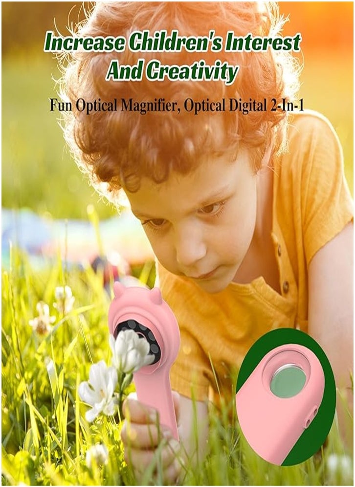 Generic Children's handheld outdoor microscope, portable handheld magnifying glass, 2-inch IPS screen, Educational Science Toys (pink)  - Image 2