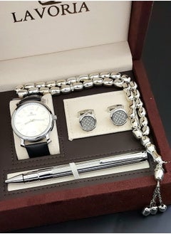 Laforea watch gift set for men consisting of 4 pieces, a rosary watch, a pen and a set of buttons
