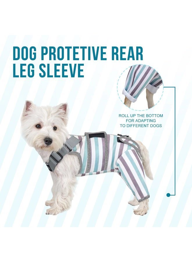 Arblina Dog Recovery Suit for Rear Leg, Adjustable Recovery Sleeve to Stop Licking Wounds for Male Female, Pet Surgrey Onesie for Neuter Spay Preotective as Cone Alternative Surgical Suit, Blue M - Image 3