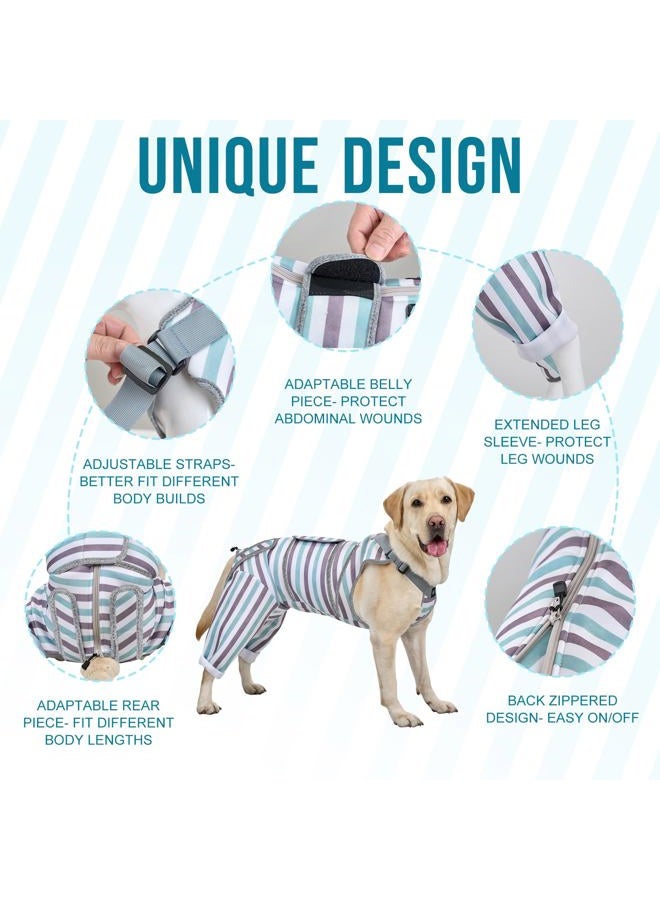 Arblina Dog Recovery Suit for Rear Leg, Adjustable Recovery Sleeve to Stop Licking Wounds for Male Female, Pet Surgrey Onesie for Neuter Spay Preotective as Cone Alternative Surgical Suit, Blue M - Image 2