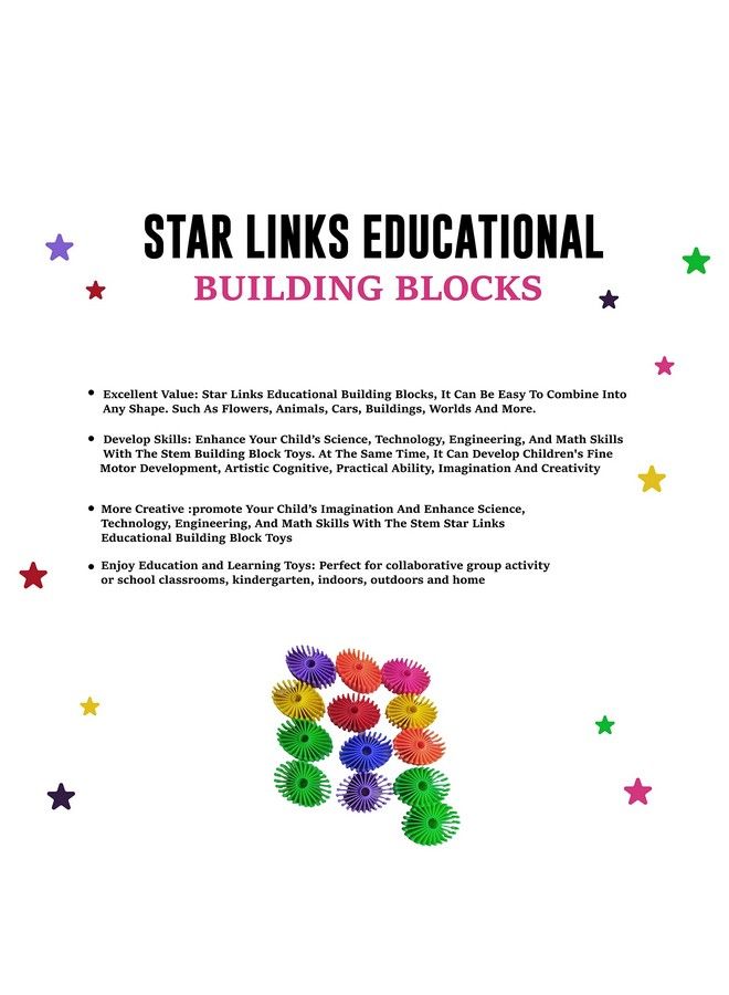 Toodles Learnings 20 Pieces Star Links Activities Educational Building Blocks Toys For Kids Boys Girls Multicolor For Kids For 1 To 5 Year'S Kidfor Gifting - Image 5