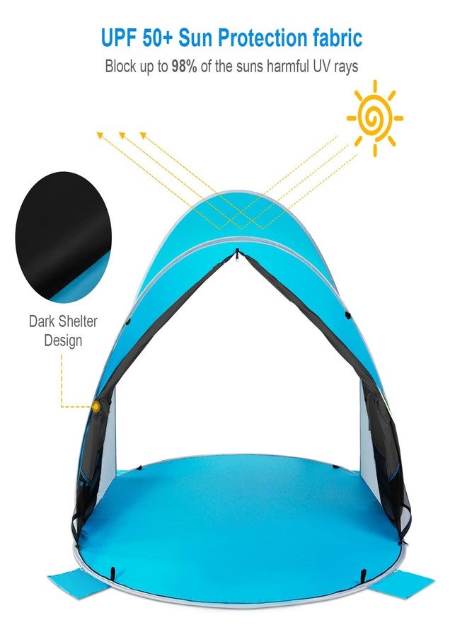 WolfWise UPF 50+ Easy Pop Up 3-4 Person Beach Tent Sport Umbrella Instant Sun Shelter Tent Sun Shade Canopy, Dark Shelter-Blue - Image 5