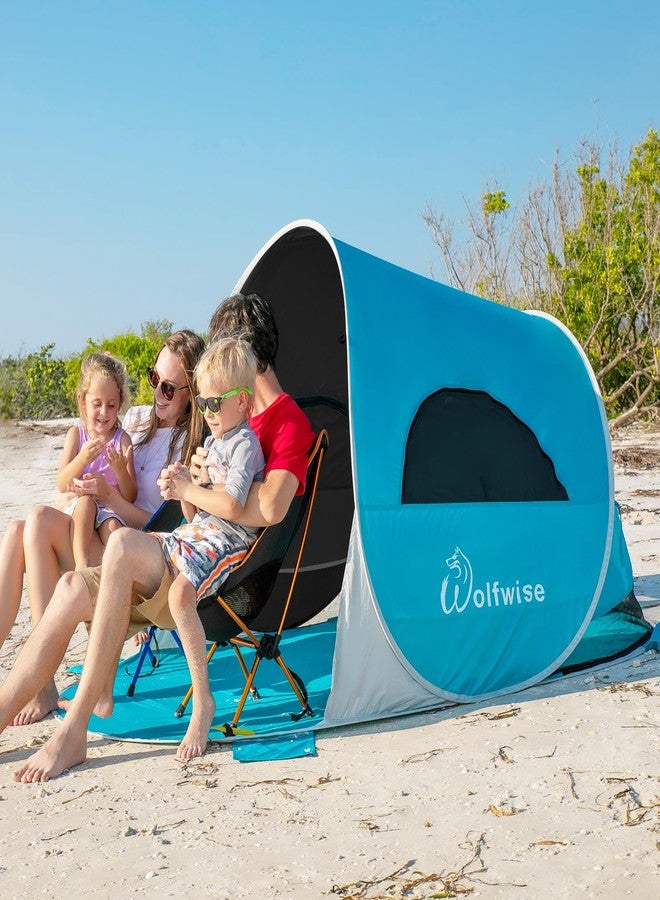 WolfWise UPF 50+ Easy Pop Up 3-4 Person Beach Tent Sport Umbrella Instant Sun Shelter Tent Sun Shade Canopy, Dark Shelter-Blue - Image 3
