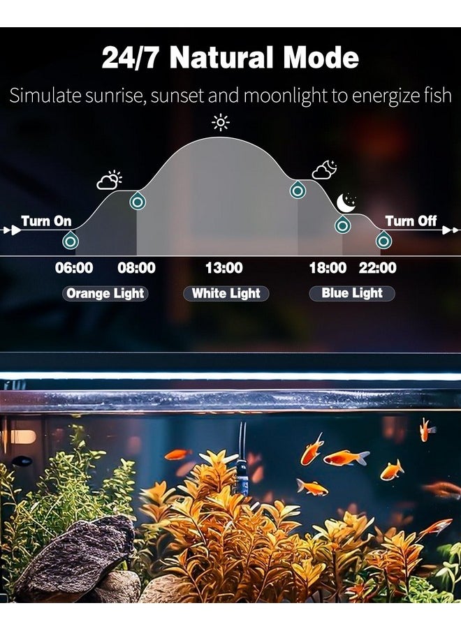 Pawfly 21W Aquarium Led Light For 18" To 24" Tanks 24/7 Extendable Fish Tank Light With Full Spectrum Ip68 Waterproof Light With D/N Mode Single Color Effects Timer And Adjustable Brightness  - Image 4