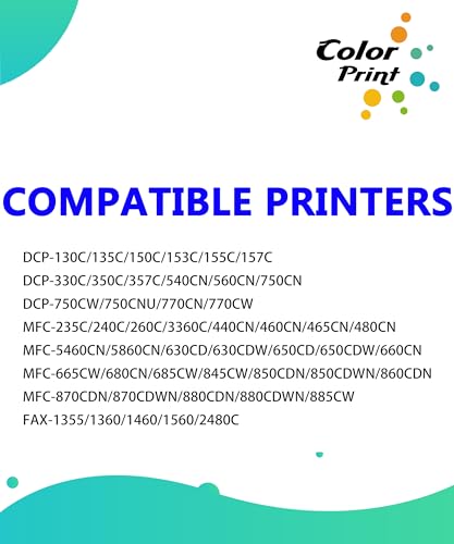 Color Print خراطيش حبر بديلة متوافقة LC51 للطباعة الملونة لخراطيش حبر Brother LC51CL LC51BK LC51C LC51M LC51Y لطابعات MFC-665CW MFC-885CW MFC-230C MFC-240C MFC-465CN MFC-5860CN DCP 130C 357C (BCMY، 4 عبوات) - Image 2