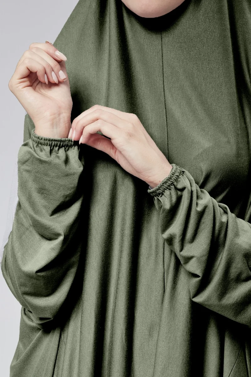 Sonbahar Moda Autumn Fashion Women Two Piece Prayer Dress Headscarf Organic Cotton Elastic Sleeve Non-Slip Combed Cotton Skirt Hijab