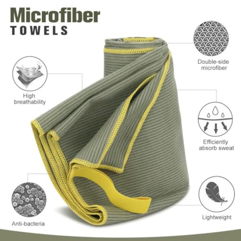 2 Pack Quick Dry Towels 40x80cm and 76x152cm Microfiber Fast Dry Gym Towels for Men Women, Lightweight Sports Towels with Carry Bag for Travel, Swimming, Camping, Beach and Backpacking, Army Green - Image 3