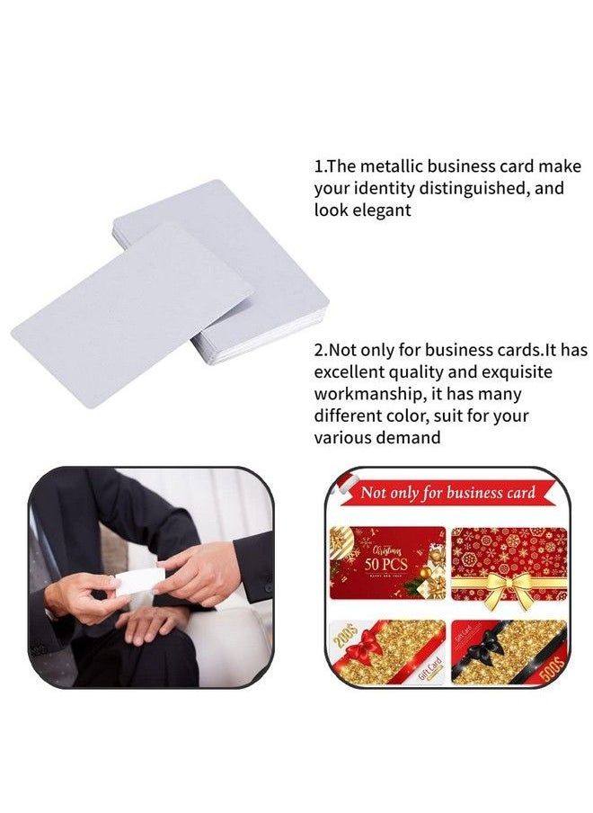 Fdit 100 Pcs Blank Sublimation Metal Name Card Thick Laser Metal Name Card Printing Blank Business Card Use Sublimation Ink And Paper (Silver )  - Image 5