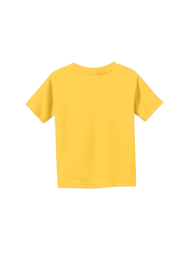 PRINTSHOP4ME - Yellow Smiley Face T-Shirt for Kids - Kids Unisex Round Neck Short Sleeve Cotton T-Shirt - Soft and Comfortable Tshirt - Perfect Emoji Outfit - Image 1