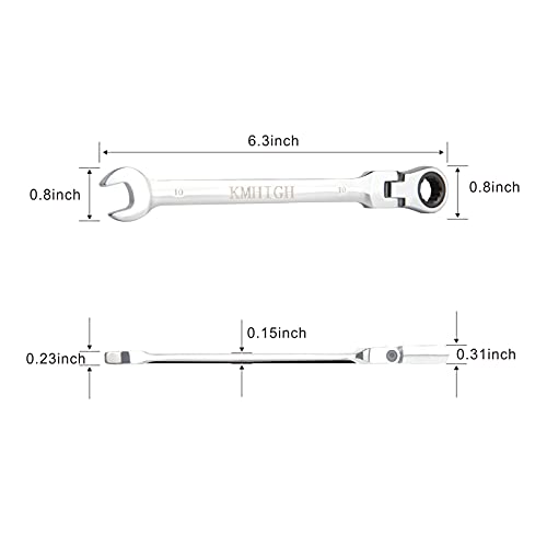 KMHIGH 10mm Flexible Ratchet Wrench, Chrome Vanadium Steel Gear Wrench, Reversible Spanner Wrench, Household Garage Tools.(1-Pcs) - Image 2