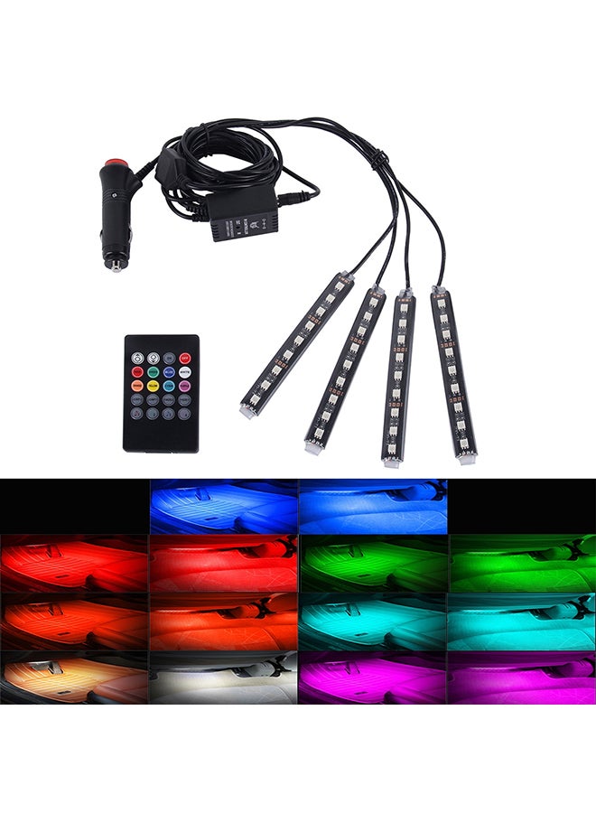 Loquat 4 in 1 4.5W 36 SMD-5050-LEDs RGB Car Interior Floor Decoration Atmosphere Colorful Neon Light Lamp With Wireless Remote Control And Voice Control Function, DC 12V - Image 2