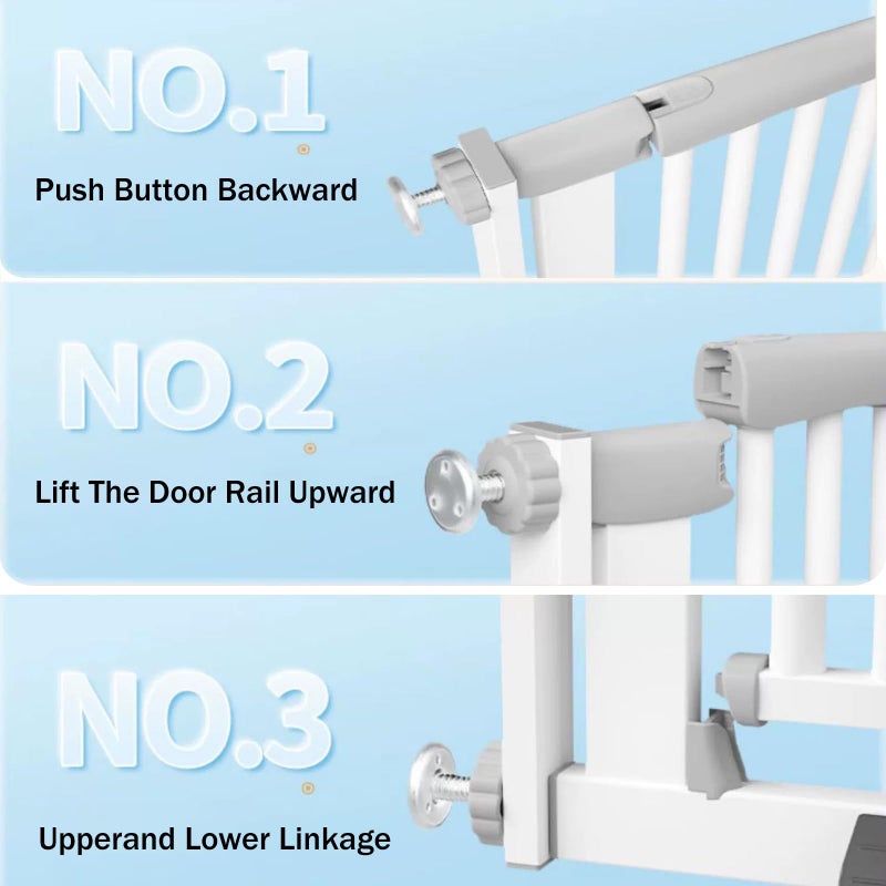 SHYUJAJIE 51.18 Inch Extra Tall Pet Gate, 29.5-43" Adjustable Wide Auto Close Dog Gates, Pressure Mounted Walk Through Tall Cat Gate for Doorways,Hallway,Stairsï¼ˆWhiteï¼‰ - Image 4