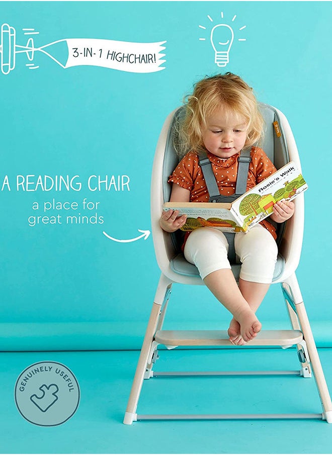 Koo-di - Tiny Taster 3-in-1 Wooden Highchair 0m-3y, Rain Cloud - Image 1