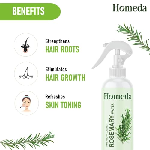 Homeda Rosemary Hair Spray, Rosemary Water for Hair Growth (400 ml), Rose Mary Water Spray, Roj Meri Hydrosol, Rose Merry Mist with Spray Bottle, Roseberry Reviver 100% Pure Natural (200ml x 2) - Image 2