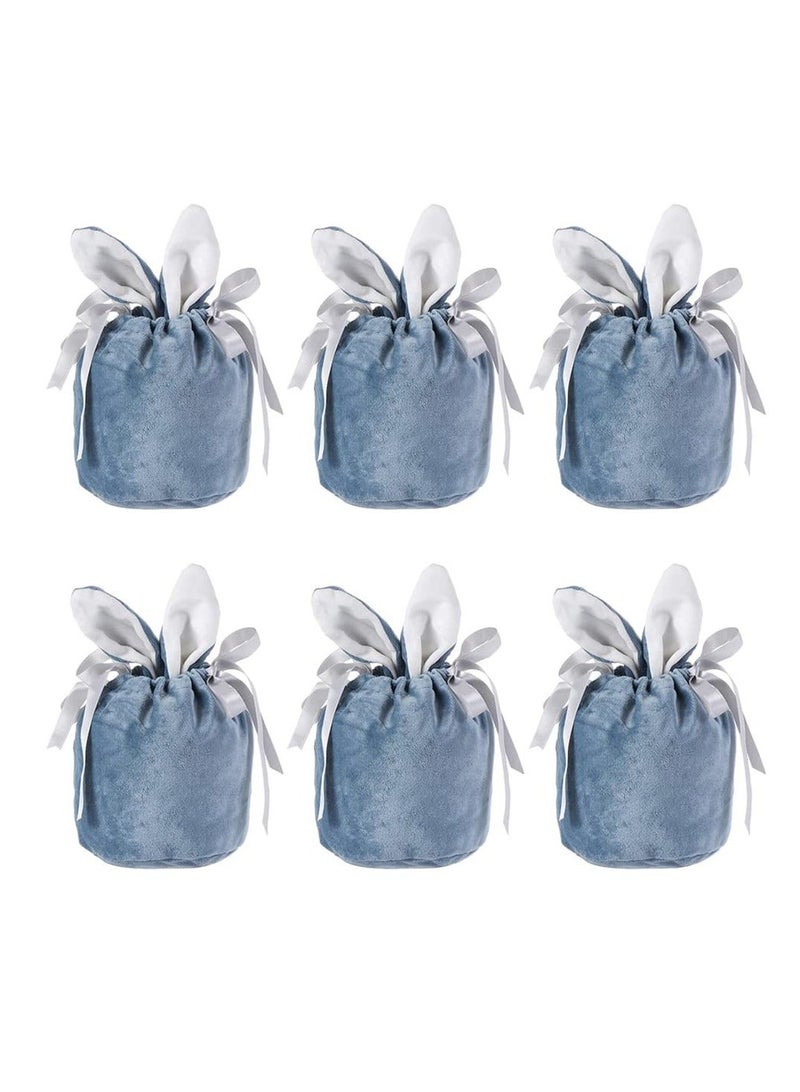 NIBEMINENT SYOSI 6 Pcs Gift Bags, Bunny Ear Velvet Bags with Drawstring, Wedding Sweet Ears, Party Goody for Candies, Chocolates, Cookies - Image 1