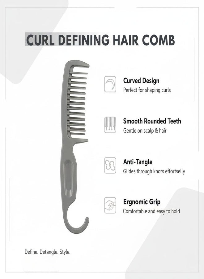 Jiffix Curl Defining Hair Comb for Curly & Wavy Hair | Wide Tooth Anti-Tangle Comb | Reduces Breakage | Ergonomic Handle | For Men & Women - Image 3