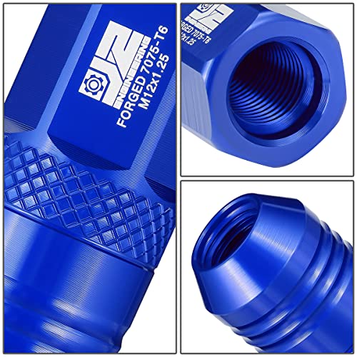 J2 Engineering J2-LN-T7-040-125-BL M12 x 1.25 T6-7075 Aluminum 50mm Open End Lug Nuts w/Deep Drive Extension Adapter,Blue - Image 3