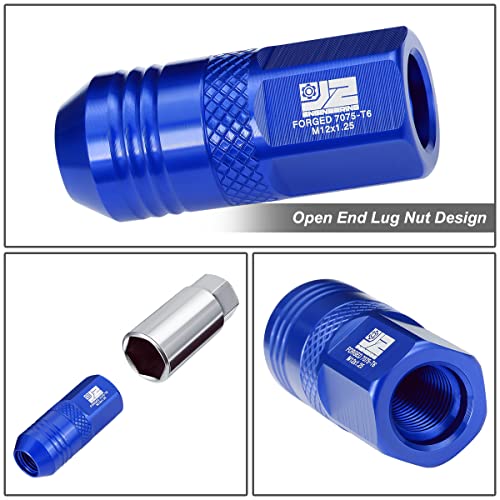 J2 Engineering J2-LN-T7-040-125-BL M12 x 1.25 T6-7075 Aluminum 50mm Open End Lug Nuts w/Deep Drive Extension Adapter,Blue - Image 5