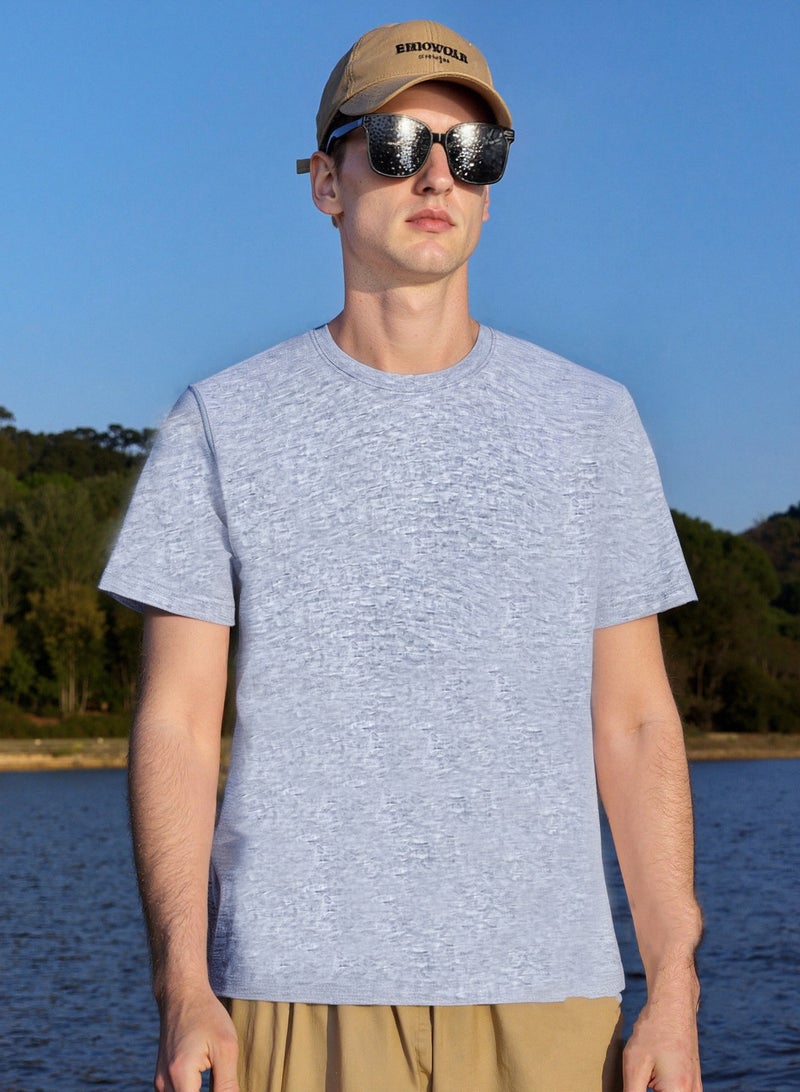 Crewneck T-Shirt Summer Solid Cotton Loose-fit T-Shirt Trendy Casual Short Sleeves - Image 1