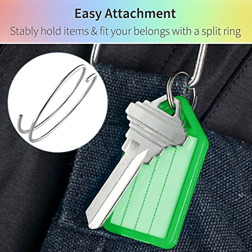 Uniclife 20 Pieces Key Tags 2 Inch Plastic Key Chain Tags with Ruled Blank Paper Labels Transparent Covers and Split Rings Sturdy Item Identifiers, 5 Colors - Image 4