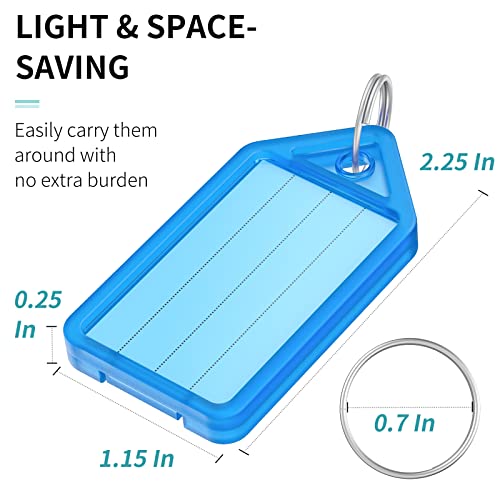 Uniclife 20 Pieces Key Tags 2 Inch Plastic Key Chain Tags with Ruled Blank Paper Labels Transparent Covers and Split Rings Sturdy Item Identifiers, 5 Colors - Image 5