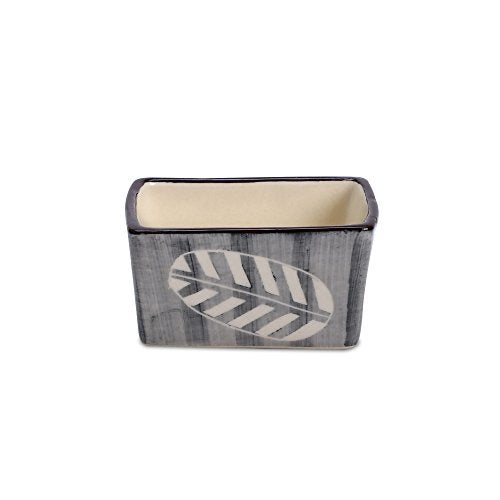 Caffeine Ceramic Stonewear Handmade Grey Leaf Dip & Sauce (Set of 6, 40 ml) (Microwave & Dishwasher Safe) - Image 3