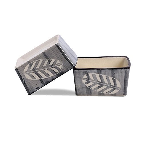 Caffeine Ceramic Stonewear Handmade Grey Leaf Dip & Sauce (Set of 6, 40 ml) (Microwave & Dishwasher Safe) - Image 2