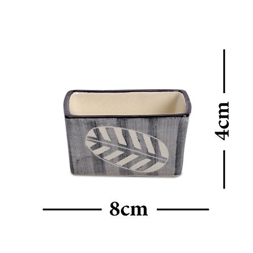 Caffeine Ceramic Stonewear Handmade Grey Leaf Dip & Sauce (Set of 6, 40 ml) (Microwave & Dishwasher Safe) - Image 4