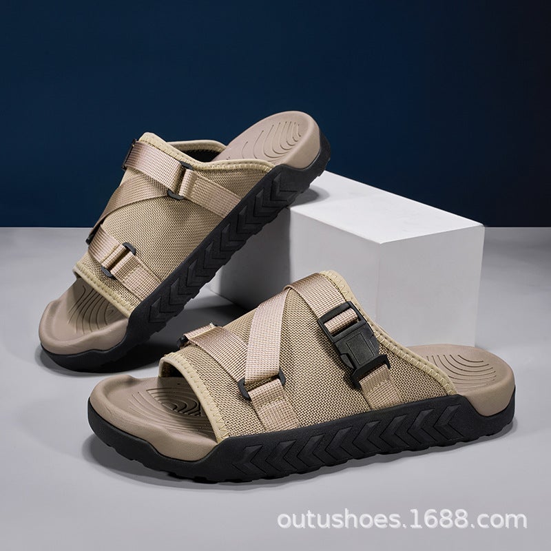 Summer Plus Size Seaside Slippers Outdoor Casual Slip-On Slippers Breathable Mesh Slippers Beach Men'S Shoes - Image 1