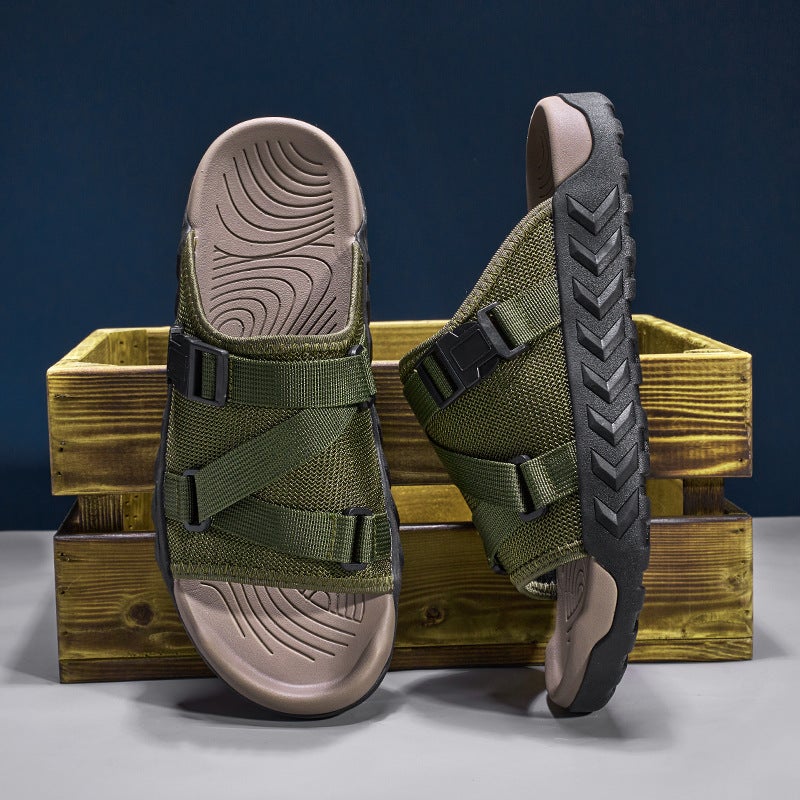 Summer Plus Size Seaside Slippers Outdoor Casual Slip-On Slippers Breathable Mesh Slippers Beach Men'S Shoes - Image 4