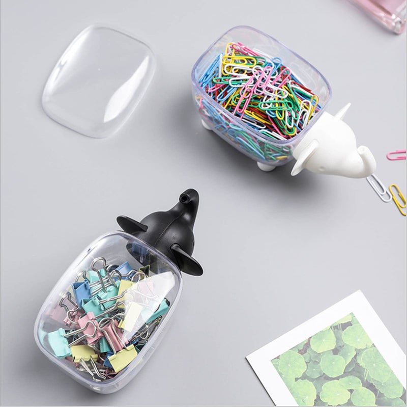 Agirlvct 2 Pack Qtip Holders,Acrylic Cotton Ball Holder Dispenser with Lid,Cute Cotton Swab Holders, Bathroom Jars, Restroom Vanity Organizer Canister for Counter,Small Containers for Makeup Storage(Elephant) - Image 5