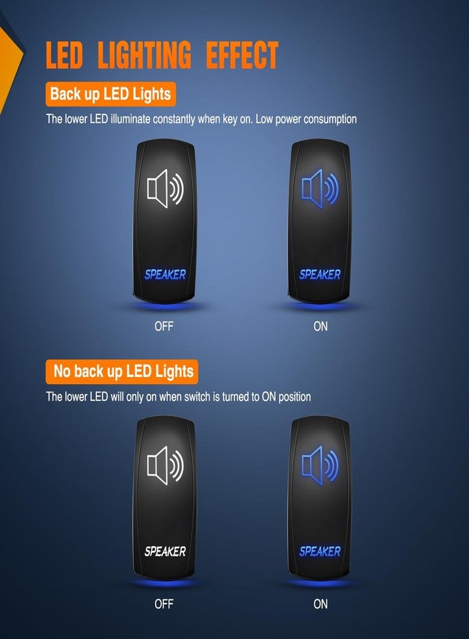 Nilight Speaker Rocker Switch Led Light Bar 5 Pin Laser On Off SPST switches 20A/12V 10A/24V Blue with Jumper Wires Set for Cars Trucks Boats ATVs UTVs RVs - Image 3