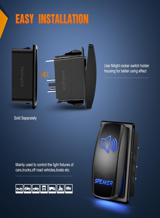 Nilight Speaker Rocker Switch Led Light Bar 5 Pin Laser On Off SPST switches 20A/12V 10A/24V Blue with Jumper Wires Set for Cars Trucks Boats ATVs UTVs RVs - Image 5