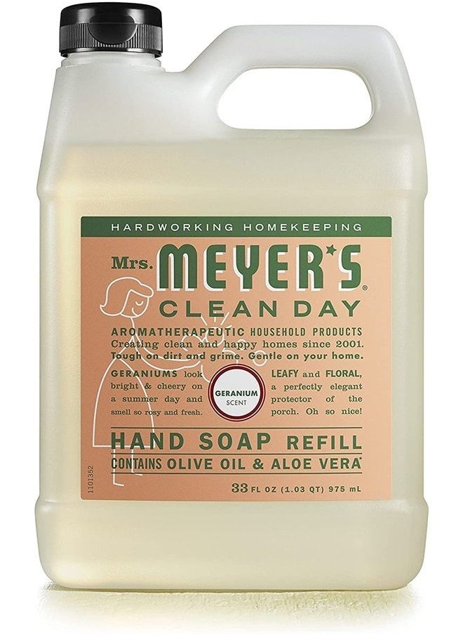 Mrs. Meyer's Clean Day Mrs. Meyer's Hand Soap Refill, Made with Essential Oils, Biodegradable Formula, Geranium, 33 Fl. Oz - Pack Of 2  - Image 2