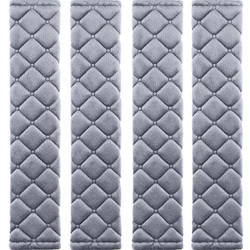MIKAFEN 4 Pack Universal Car Seat Belt Pads Adult Seat Belt Shoulder Strap Covers Harness Pad for CarBagSoft Comfort Helps Protect You Neck Shoulder from The Seat Belt RubbingGray - Image 1