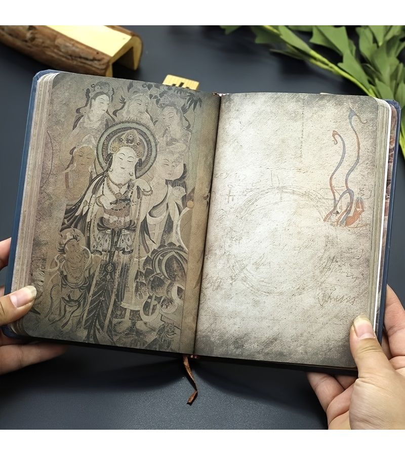 مفكرة صينية من دنغوانغ بغلاف فني أرجواني، تصميم كلاسيكي مع طابع ذهبي، دفتر جمالي فاخر - Image 2