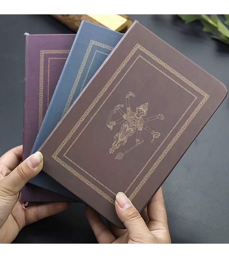 مفكرة صينية من دنغوانغ بغلاف فني أرجواني، تصميم كلاسيكي مع طابع ذهبي، دفتر جمالي فاخر - Image 1
