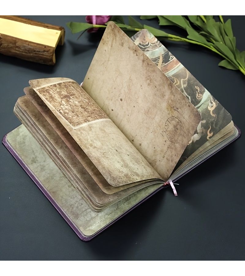 مفكرة صينية من دنغوانغ بغلاف فني أرجواني، تصميم كلاسيكي مع طابع ذهبي، دفتر جمالي فاخر - Image 4