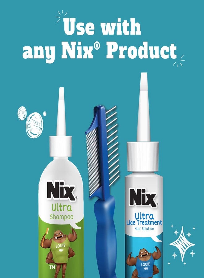 Nix Premium 2-Sided Metal Lice Removal Comb (Pack of 2) Blue - Image 4