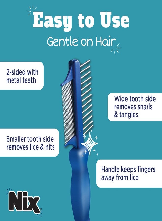 Nix Premium 2-Sided Metal Lice Removal Comb (Pack of 2) Blue - Image 3