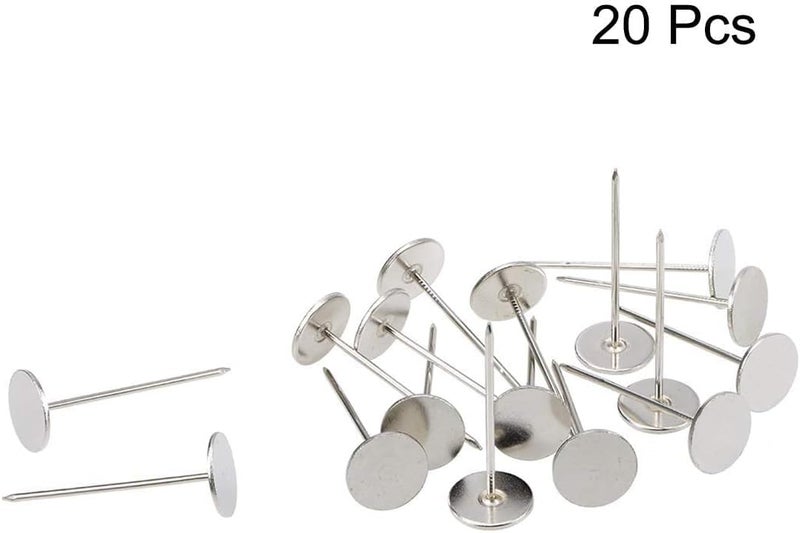 TOP-VIGOR 20pcs Silver Flat Head Upholstery Tacks, Heavy Duty Push Pins, 18 x 50mm Decorative Thumb Tacks for Wall, Cork Board, Furniture and Notice Board - Image 2