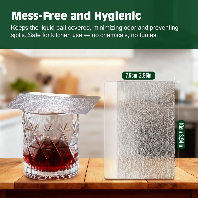 LFSYS Double-Sided Sticky Trap Covers for Fruit Fly Traps â€“ 25 Pack Adhesive Cards for Fruit Fly â€“ Clear, Mess-Free, Indoor Use - Image 3