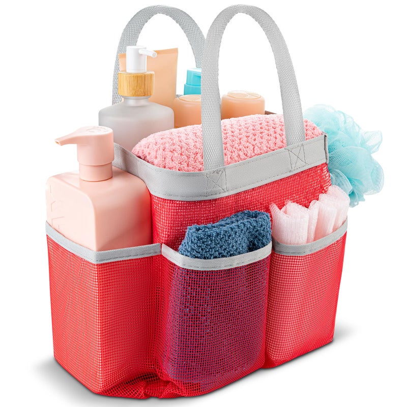 Handy Laundry Mesh Shower Caddy Bag - Collapsible  Portable Bathroom Organizer for Travel  Gym  and Dorm Use. Easily Carry and Organize College Dorm  Bathroom Toiletry Essentials. (Pink) - Image 1