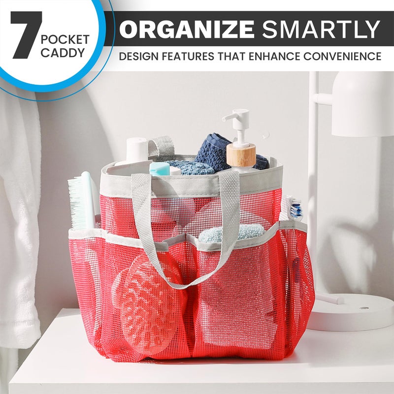 Handy Laundry Mesh Shower Caddy Bag - Collapsible  Portable Bathroom Organizer for Travel  Gym  and Dorm Use. Easily Carry and Organize College Dorm  Bathroom Toiletry Essentials. (Pink) - Image 5
